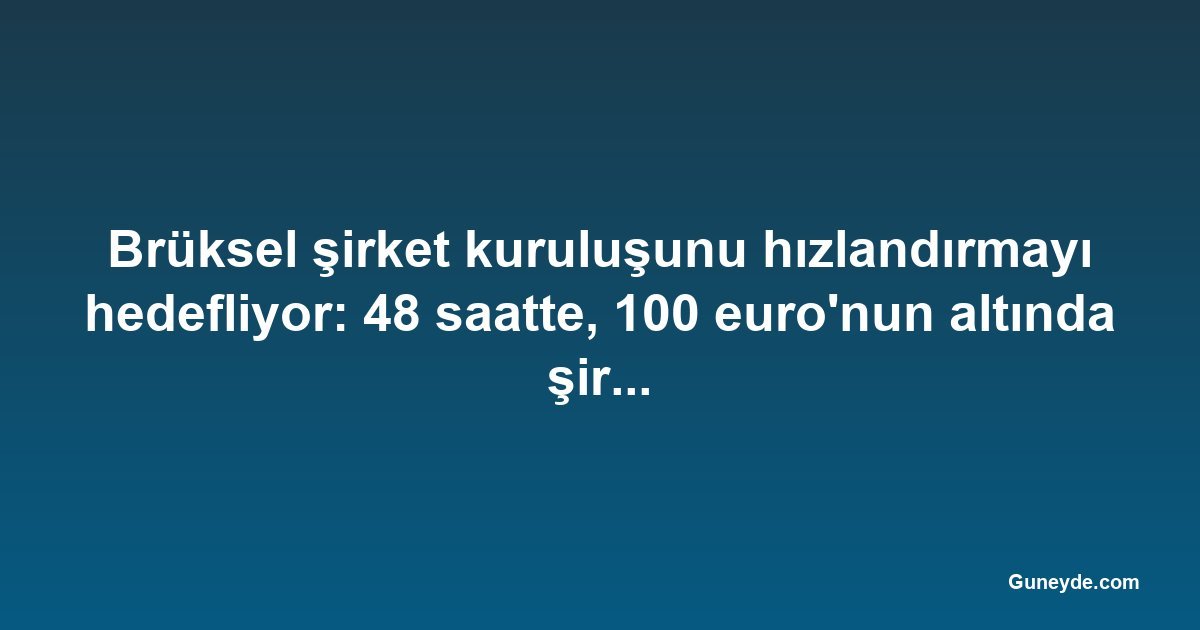 Brüksel şirket kuruluşunu hızlandırmayı hedefliyor: 48 saatte, 100 euro'nun altında şirket kurma dönemi başlıyor