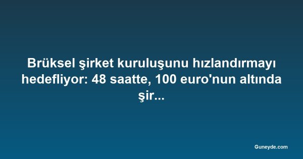 Brüksel şirket kuruluşunu hızlandırmayı hedefliyor: 48 saatte, 100 euro'nun altında şirket kurma dönemi başlıyor