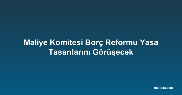 Maliye Komitesi Borç Reformu Yasa Tasarılarını Görüşecek