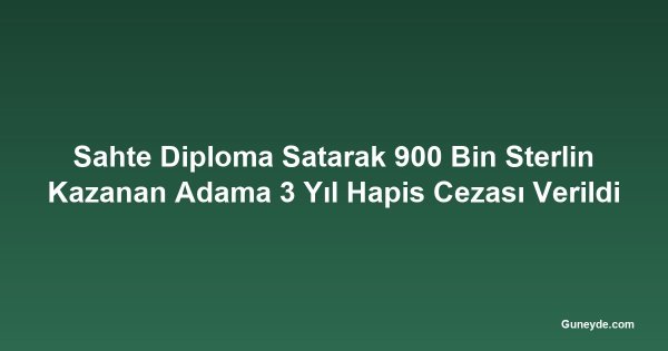 Sahte Diploma Satarak 900 Bin Sterlin Kazanan Adama 3 Yıl Hapis Cezası Verildi