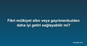 Fikri mülkiyet altın veya gayrimenkulden daha iyi getiri sağlayabilir mi?