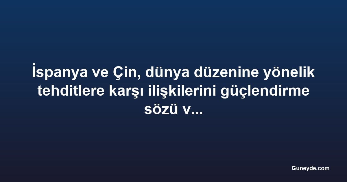 İspanya ve Çin, dünya düzenine yönelik tehditlere karşı ilişkilerini güçlendirme sözü verdi