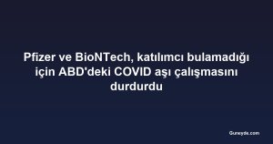 Pfizer ve BioNTech, katılımcı bulamadığı için ABD'deki COVID aşı çalışmasını durdurdu
