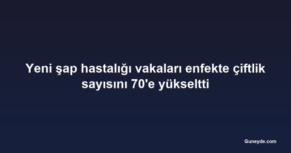 Yeni şap hastalığı vakaları enfekte çiftlik sayısını 70'e yükseltti