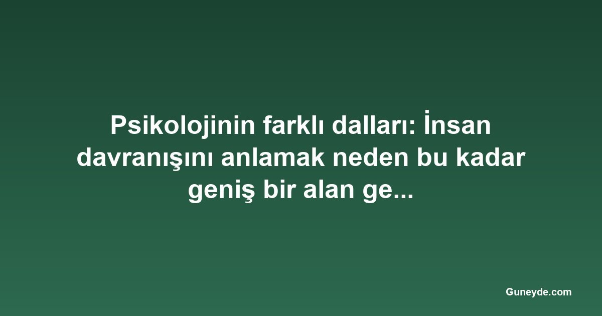 Psikolojinin farklı dalları: İnsan davranışını anlamak neden bu kadar geniş bir alan gerektiriyor?