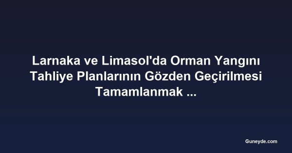 Larnaka ve Limasol'da Orman Yangını Tahliye Planlarının Gözden Geçirilmesi Tamamlanmak Üzere