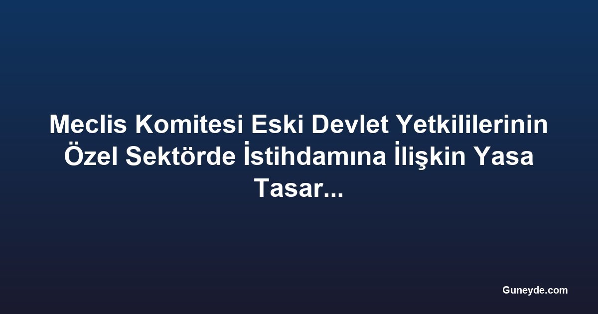 Meclis Komitesi Eski Devlet Yetkililerinin Özel Sektörde İstihdamına İlişkin Yasa Tasarısını Kabul Etti
