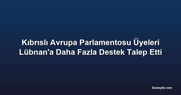 Kıbrıslı Avrupa Parlamentosu Üyeleri Lübnan'a Daha Fazla Destek Talep Etti