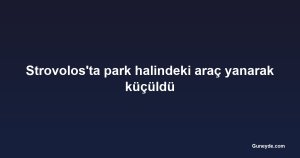 Strovolos'ta park halindeki araç yanarak küçüldü