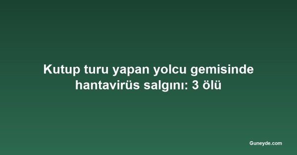 Kutup turu yapan yolcu gemisinde hantavirüs salgını: 3 ölü