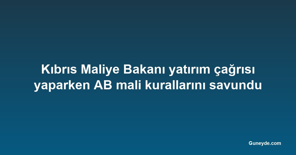 Kıbrıs Maliye Bakanı yatırım çağrısı yaparken AB mali kurallarını savundu