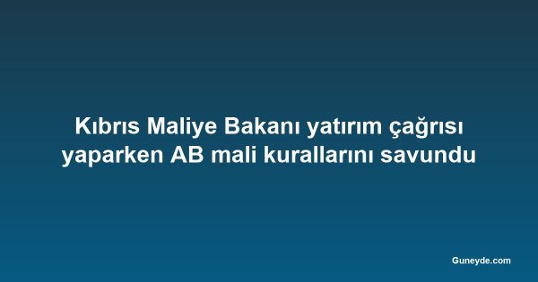 Kıbrıs Maliye Bakanı yatırım çağrısı yaparken AB mali kurallarını savundu
