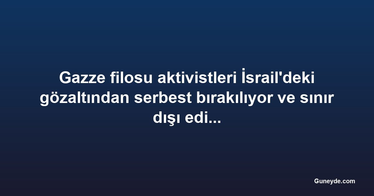 Gazze filosu aktivistleri İsrail'deki gözaltından serbest bırakılıyor ve sınır dışı edilecek
