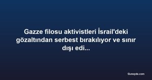 Gazze filosu aktivistleri İsrail'deki gözaltından serbest bırakılıyor ve sınır dışı edilecek