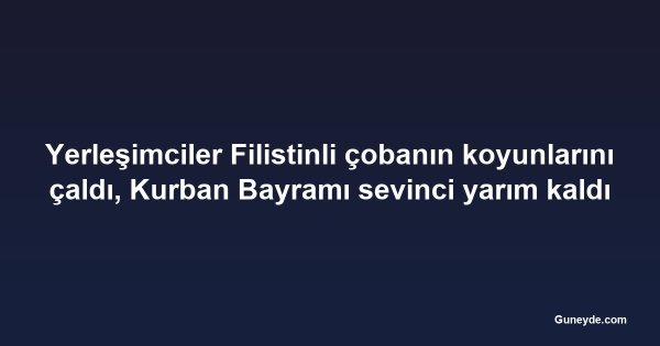 Yerleşimciler Filistinli çobanın koyunlarını çaldı, Kurban Bayramı sevinci yarım kaldı