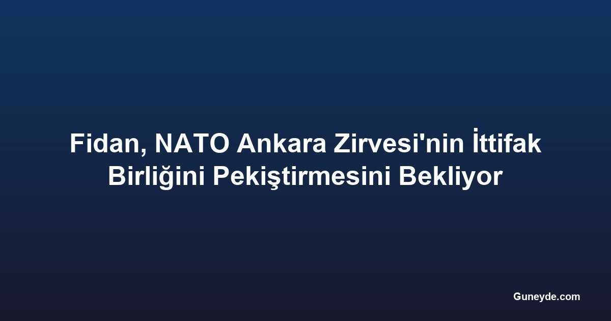 Fidan, NATO Ankara Zirvesi'nin İttifak Birliğini Pekiştirmesini Bekliyor