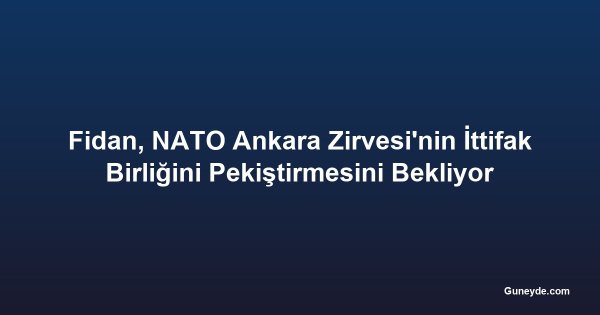 Fidan, NATO Ankara Zirvesi'nin İttifak Birliğini Pekiştirmesini Bekliyor
