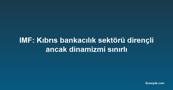 IMF: Kıbrıs bankacılık sektörü dirençli ancak dinamizmi sınırlı