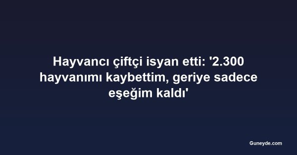 Hayvancı çiftçi isyan etti: '2.300 hayvanımı kaybettim, geriye sadece eşeğim kaldı'