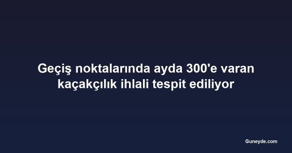 Geçiş noktalarında ayda 300'e varan kaçakçılık ihlali tespit ediliyor