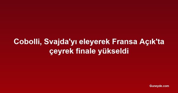 Cobolli, Svajda'yı eleyerek Fransa Açık'ta çeyrek finale yükseldi