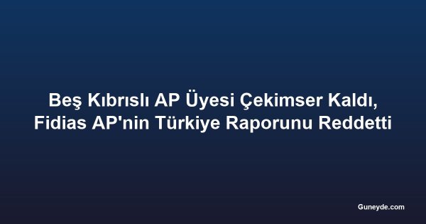 Beş Kıbrıslı AP Üyesi Çekimser Kaldı, Fidias AP'nin Türkiye Raporunu Reddetti