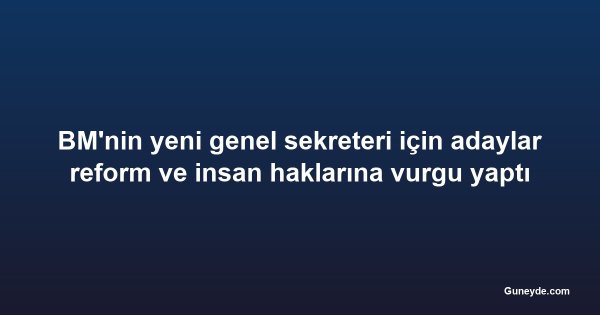 BM'nin yeni genel sekreteri için adaylar reform ve insan haklarına vurgu yaptı