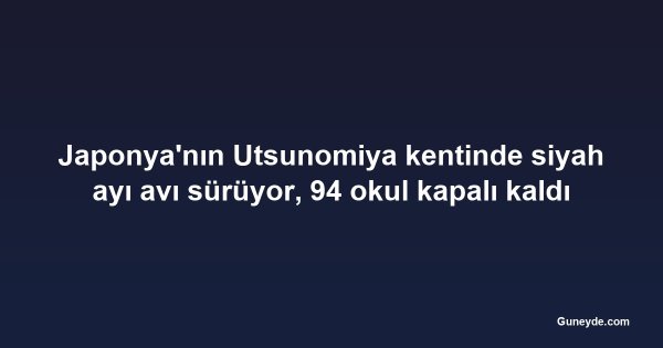 Japonya'nın Utsunomiya kentinde siyah ayı avı sürüyor, 94 okul kapalı kaldı