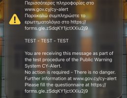CY-Alert Test Mesajları Ada Genelinde Alındı
