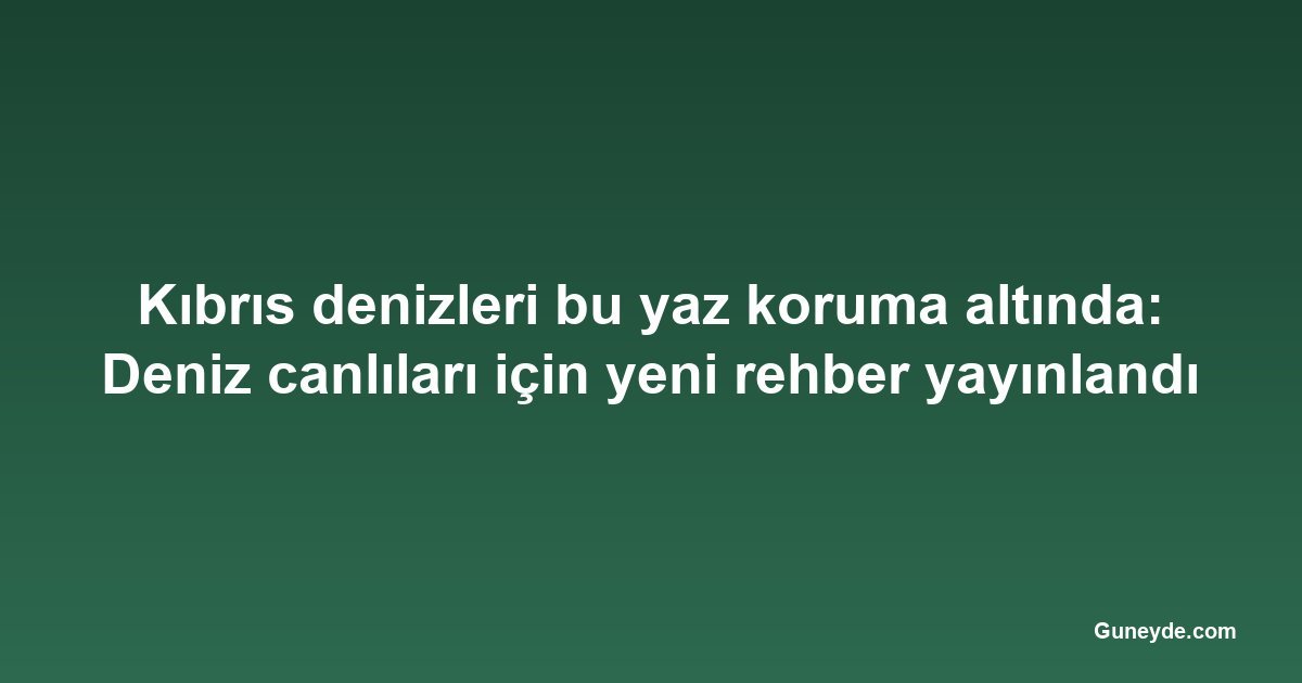 Kıbrıs denizleri bu yaz koruma altında: Deniz canlıları için yeni rehber yayınlandı