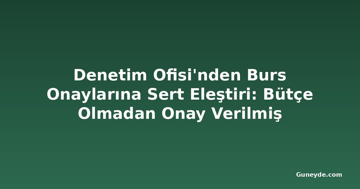 Denetim Ofisi'nden Burs Onaylarına Sert Eleştiri: Bütçe Olmadan Onay Verilmiş