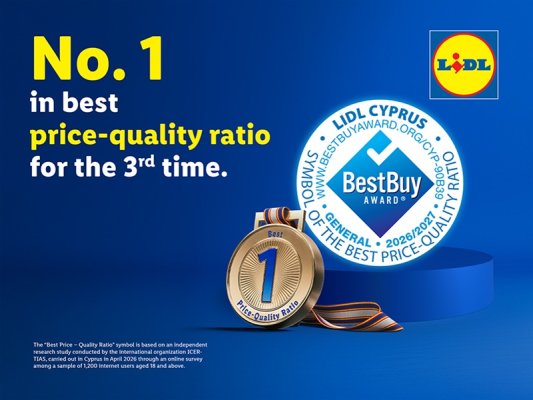 Lidl Cyprus Üçüncü Kez ‘En İyi Fiyat-Kalite Oranında 1 Numara’ Seçildi
