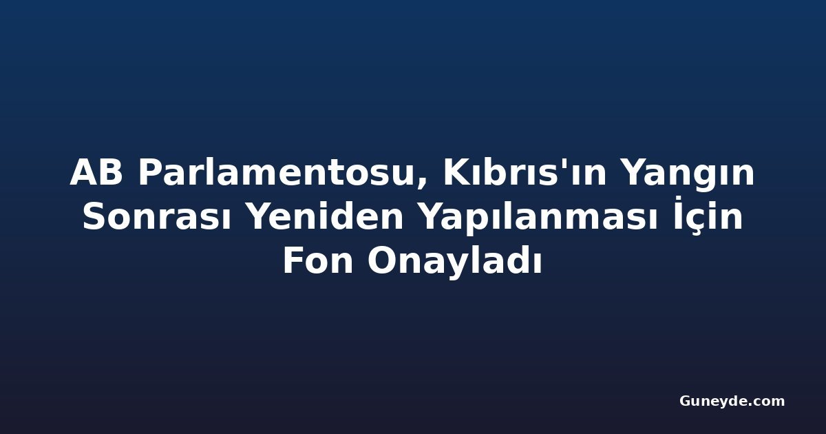 AB Parlamentosu, Kıbrıs'ın Yangın Sonrası Yeniden Yapılanması İçin Fon Onayladı