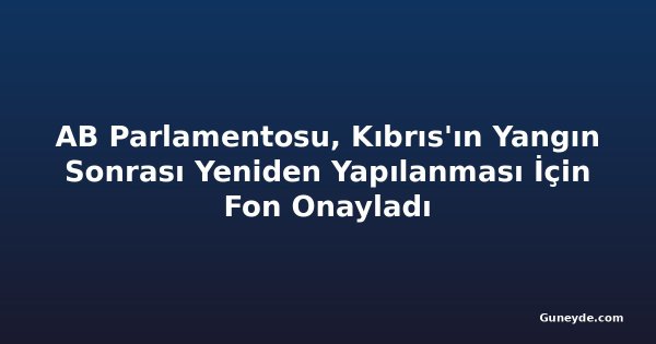 AB Parlamentosu, Kıbrıs'ın Yangın Sonrası Yeniden Yapılanması İçin Fon Onayladı
