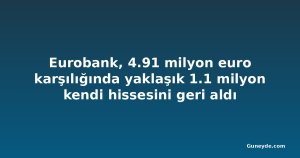 Eurobank, 4.91 milyon euro karşılığında yaklaşık 1.1 milyon kendi hissesini geri aldı