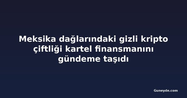 Meksika dağlarındaki gizli kripto çiftliği kartel finansmanını gündeme taşıdı
