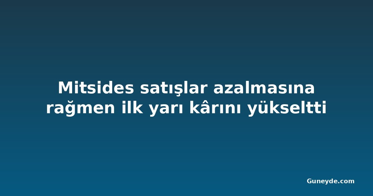 Mitsides satışlar azalmasına rağmen ilk yarı kârını yükseltti