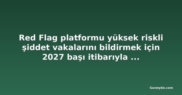 Red Flag platformu yüksek riskli şiddet vakalarını bildirmek için 2027 başı itibarıyla faaliyete geçecek
