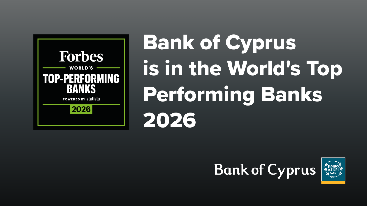 Bank of Cyprus Forbes küresel ilk 20'de, 500 bankalık listede tek Kıbrıslı banka