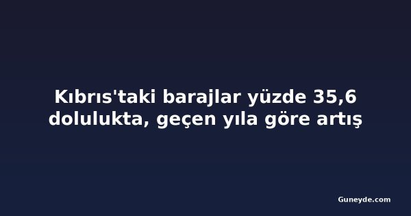 Kıbrıs'taki barajlar yüzde 35,6 dolulukta, geçen yıla göre artış