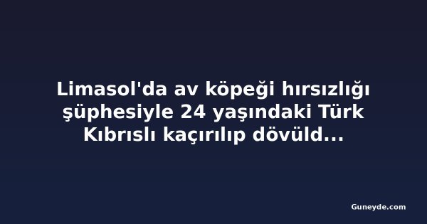 Limasol'da av köpeği hırsızlığı şüphesiyle 24 yaşındaki Türk Kıbrıslı kaçırılıp dövüldüğü iddia edildi