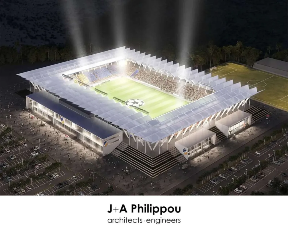 Güney Kıbrıslı futbol kulübü APOEL'in yeni stadyumunun ilk görselleri: 16.000 koltuk, 20.000'e genişleme
