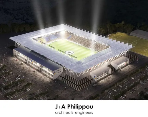 Güney Kıbrıslı futbol kulübü APOEL'in yeni stadyumunun ilk görselleri: 16.000 koltuk, 20.000'e genişleme