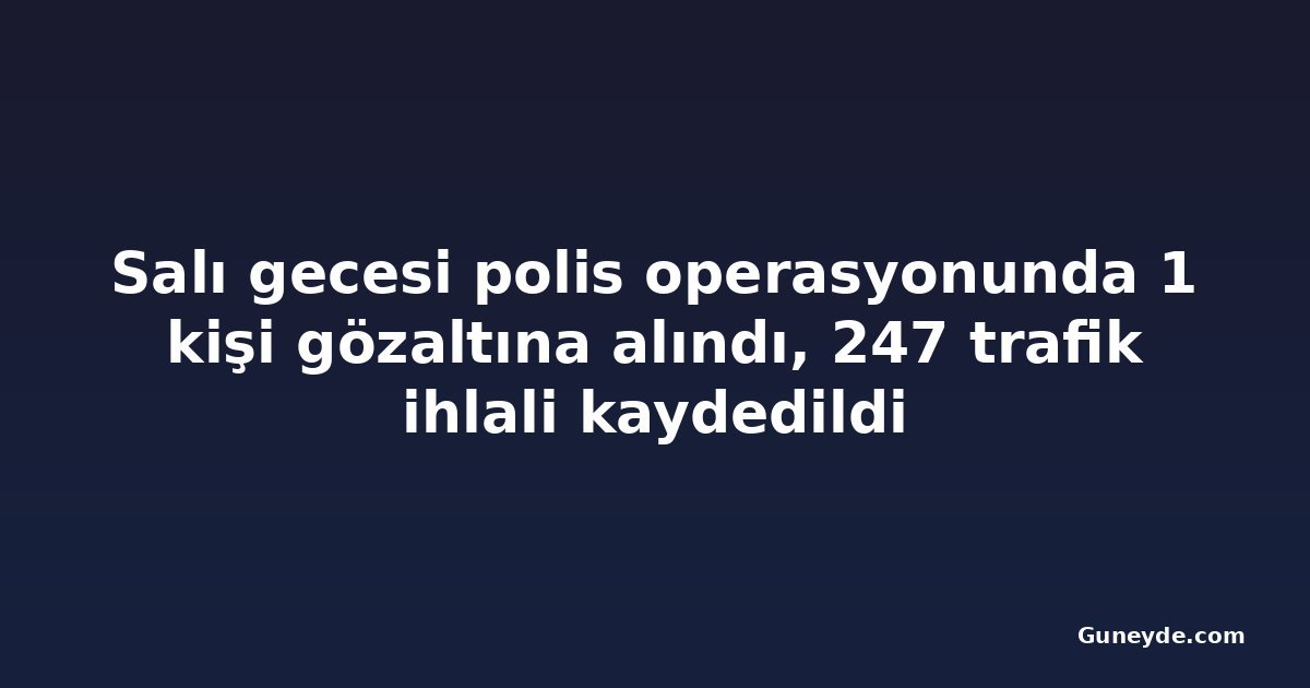 Salı gecesi polis operasyonunda 1 kişi gözaltına alındı, 247 trafik ihlali kaydedildi