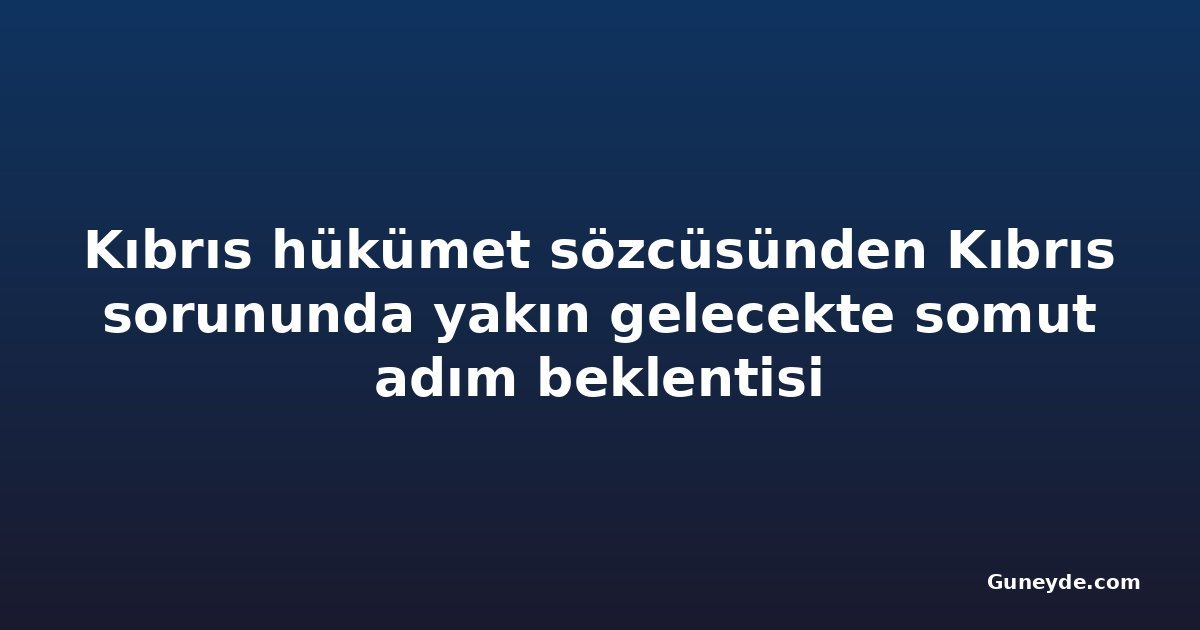 Kıbrıs hükümet sözcüsünden Kıbrıs sorununda yakın gelecekte somut adım beklentisi