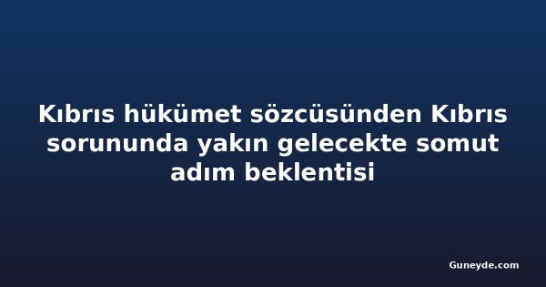 Kıbrıs hükümet sözcüsünden Kıbrıs sorununda yakın gelecekte somut adım beklentisi