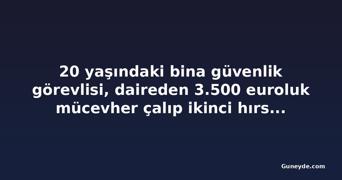 20 yaşındaki bina güvenlik görevlisi, daireden 3.500 euroluk mücevher çalıp ikinci hırsızlığı da kabul etti