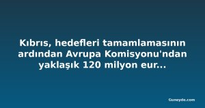 Kıbrıs, hedefleri tamamlamasının ardından Avrupa Komisyonu'ndan yaklaşık 120 milyon euro aldı