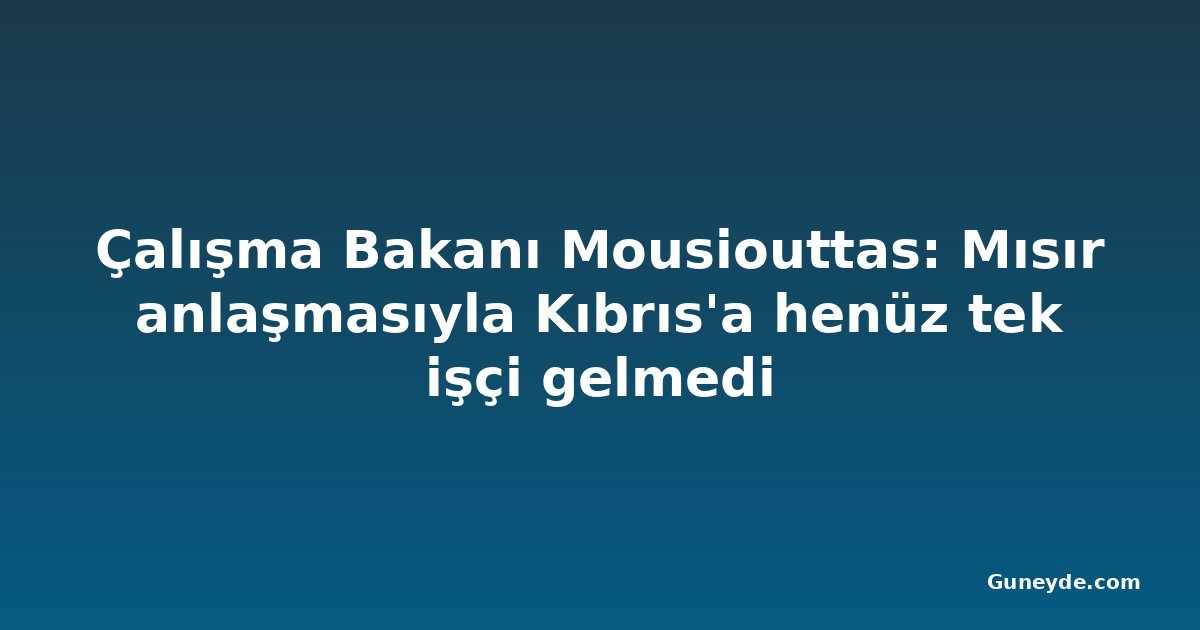 Çalışma Bakanı Mousiouttas: Mısır anlaşmasıyla Kıbrıs'a henüz tek işçi gelmedi
