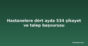 Hastanelere dört ayda 534 şikayet ve talep başvurusu